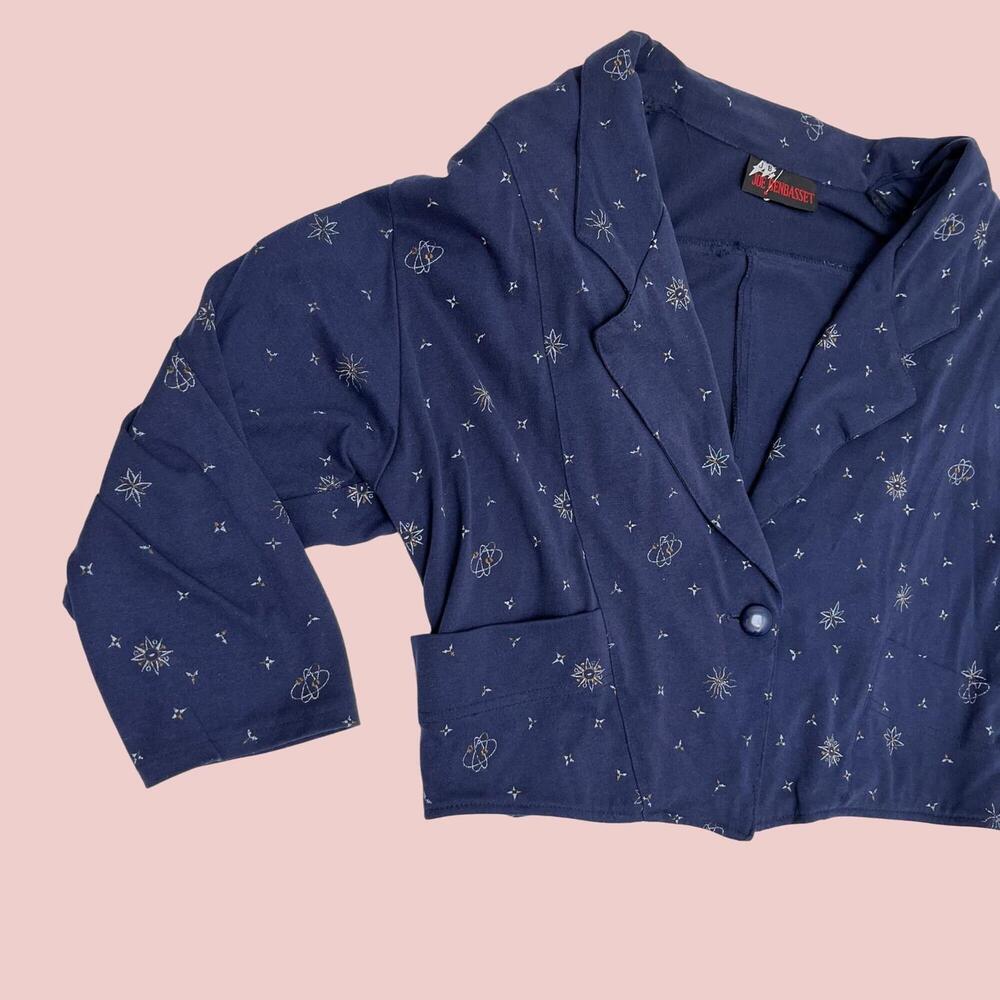 80s patterned blazer by Joe Benbasset, vintage size M star/planets jacket